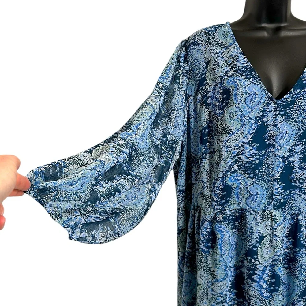 NWT Joie Blue Printed Parisian Paisley Tiered Maxi Dress Sz XXL
